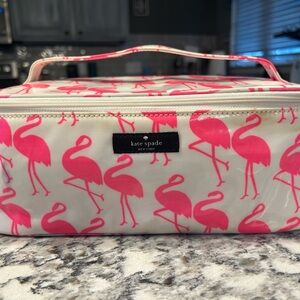 Kate Spade flamingo vinyl toiletries cosmetic travel bag
